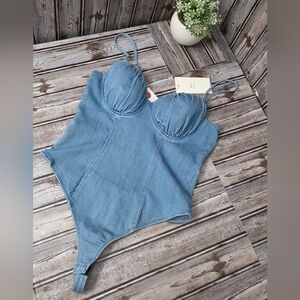 Blue Denim Bodysuit
